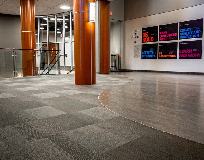 picture of a hallway with commercial vinyl flooring 