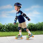 Boy roller skates