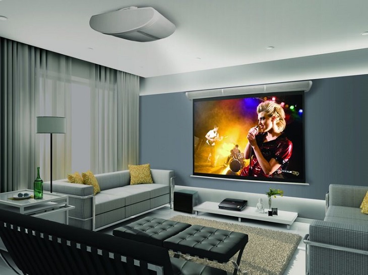 home projector in a modern living room